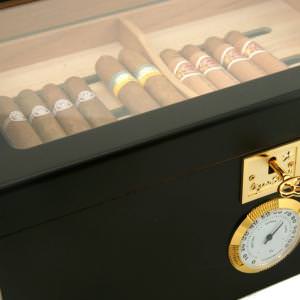 Black Glass Top Cigar Humidor