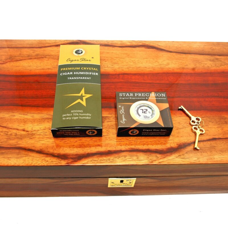 Exclusive Padouk wood humidor with concealed magnet for freshness