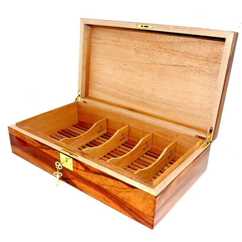 Vermillion humidor with 5 Spanish cedar dividers