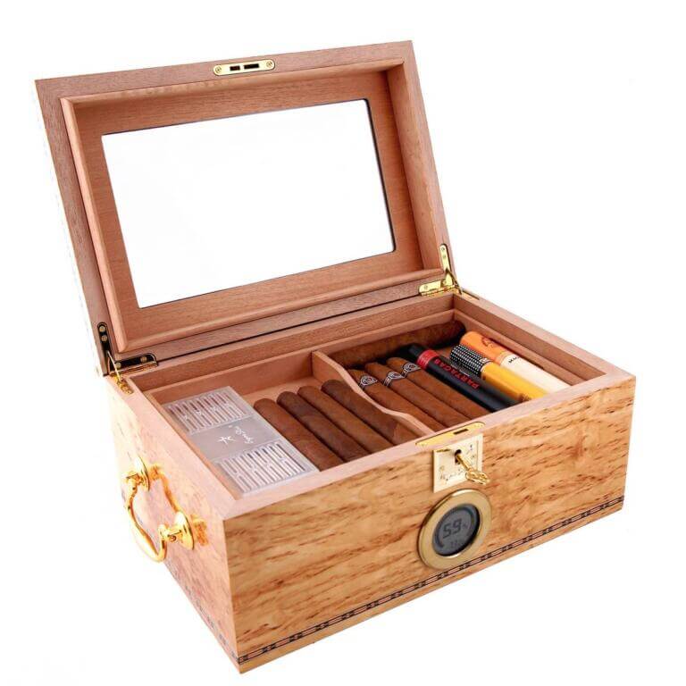 Cigar Humidors Birch Burl Limited Edition Digital Hygrometer Cigar Star