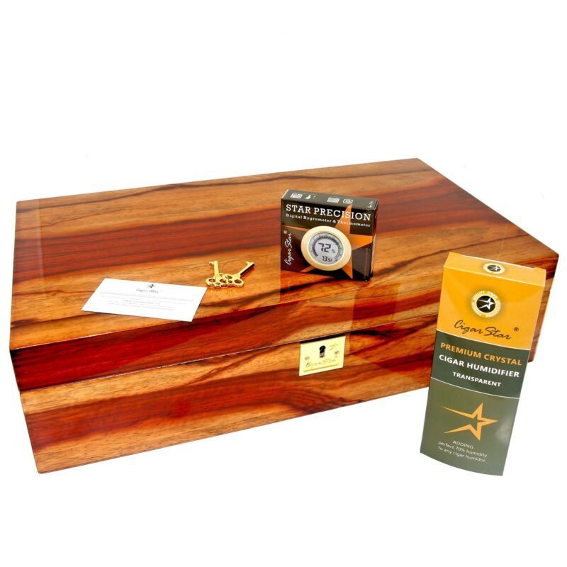 Handcrafted large cigar humidor made from African Padouk wood