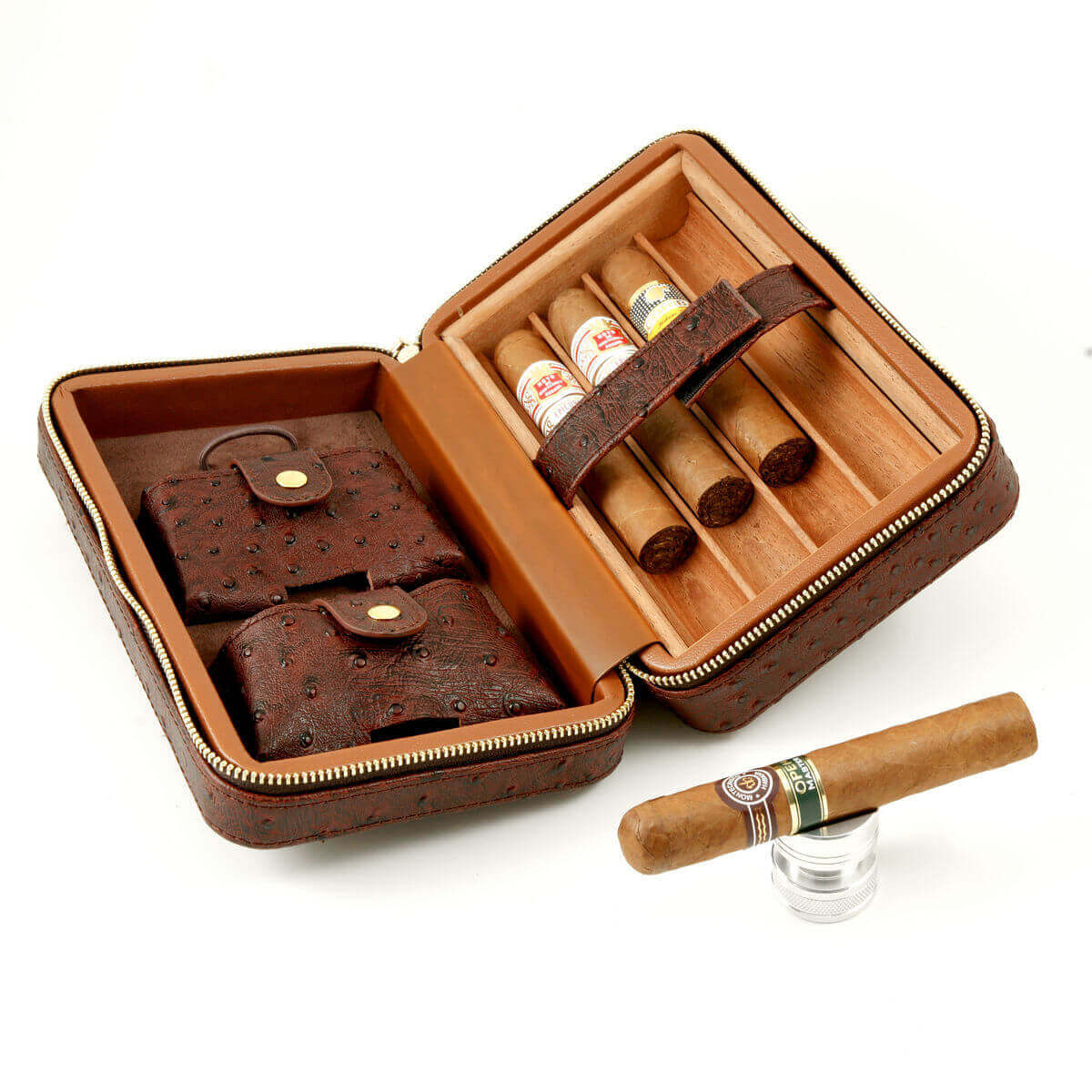 Ostrich Leather Travel Cigar Humidor Cigar Star