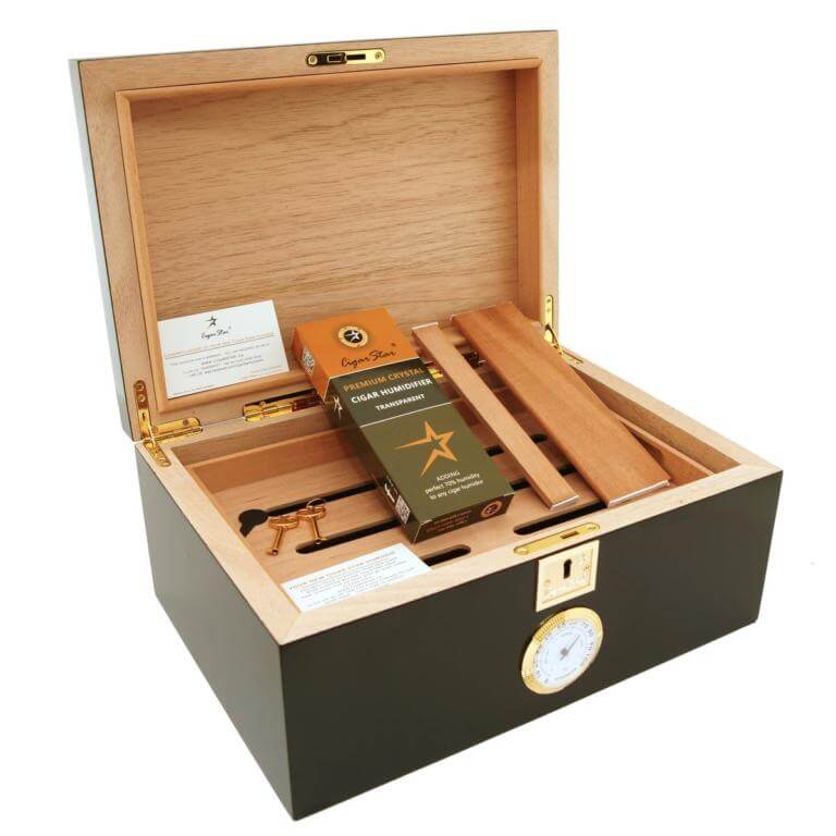Classic Black Cigar Humidor For 120 Cigars Cigar Star
