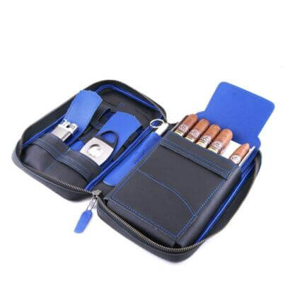 Cobalt Blu Leather Cigar Case