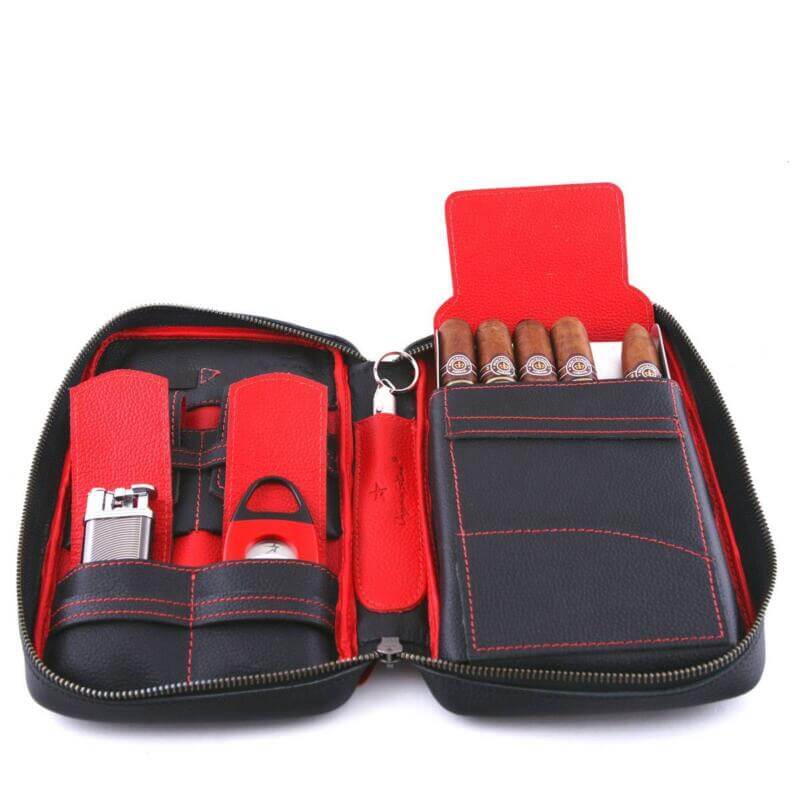 Red leather cigar case