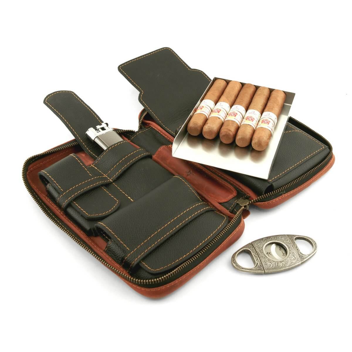 LEATHER CIGAR CASE, Full-Grain Leather Cigar Travel Case