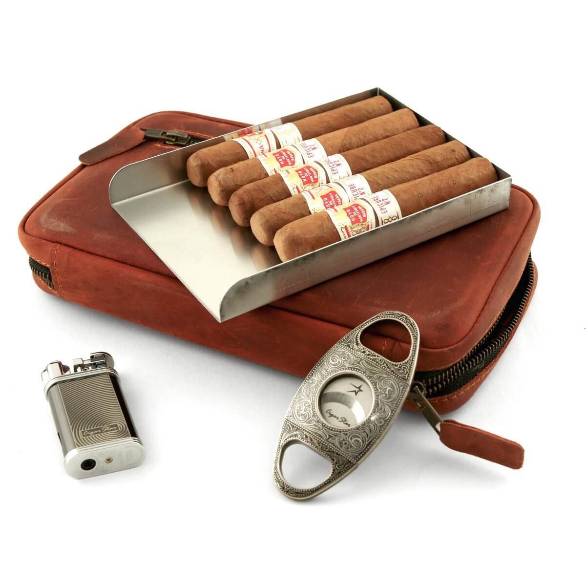 Cow Leather Cigar Case Portable Travel Cigar Humidor 3 Colors