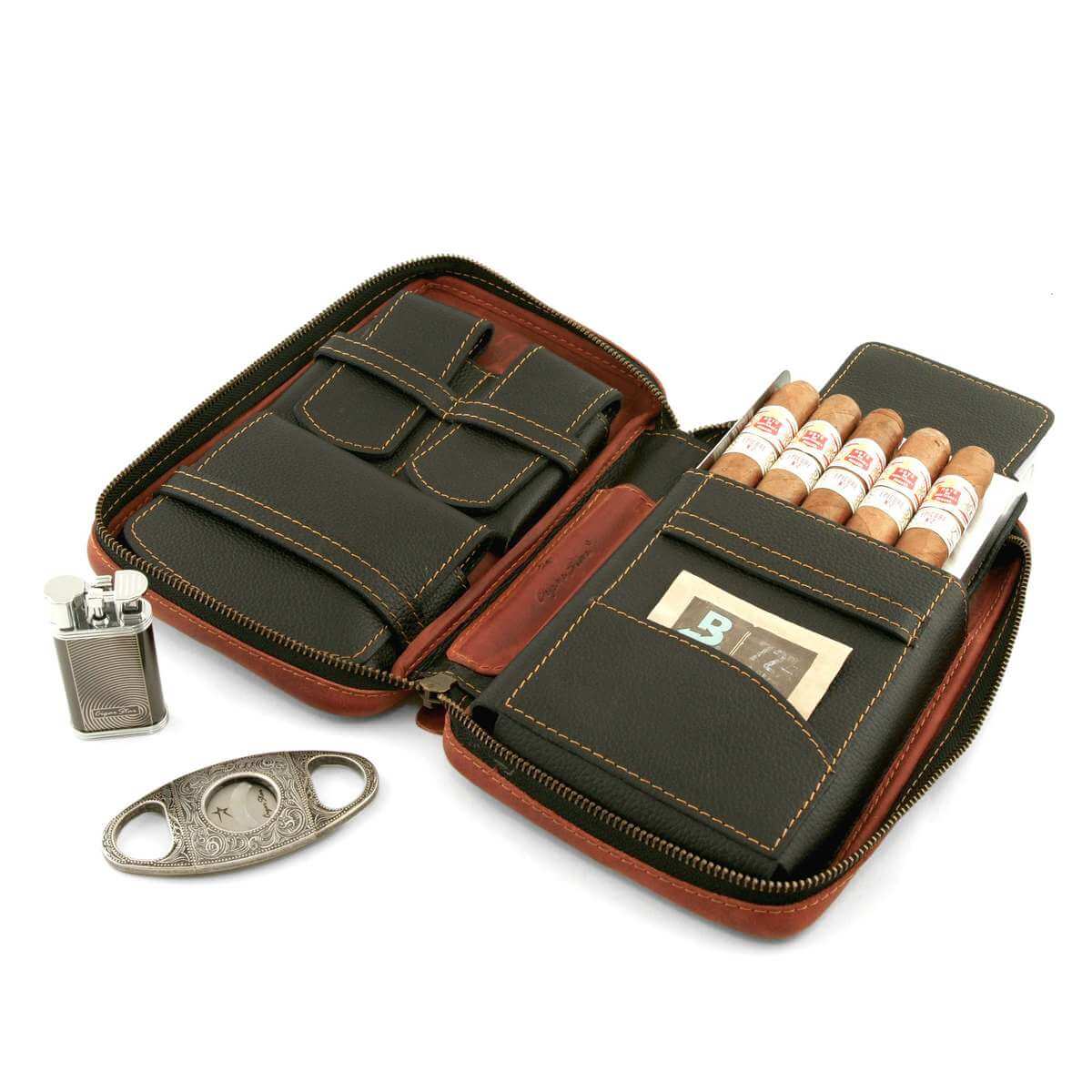 LEATHER CIGAR CASE, Full-Grain Leather Cigar Travel Case