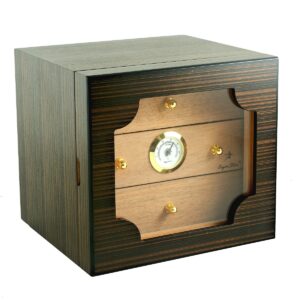 Unique Ebony cigar humidor with glass door