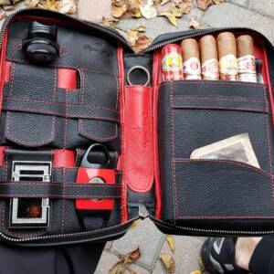 red leather cigar case