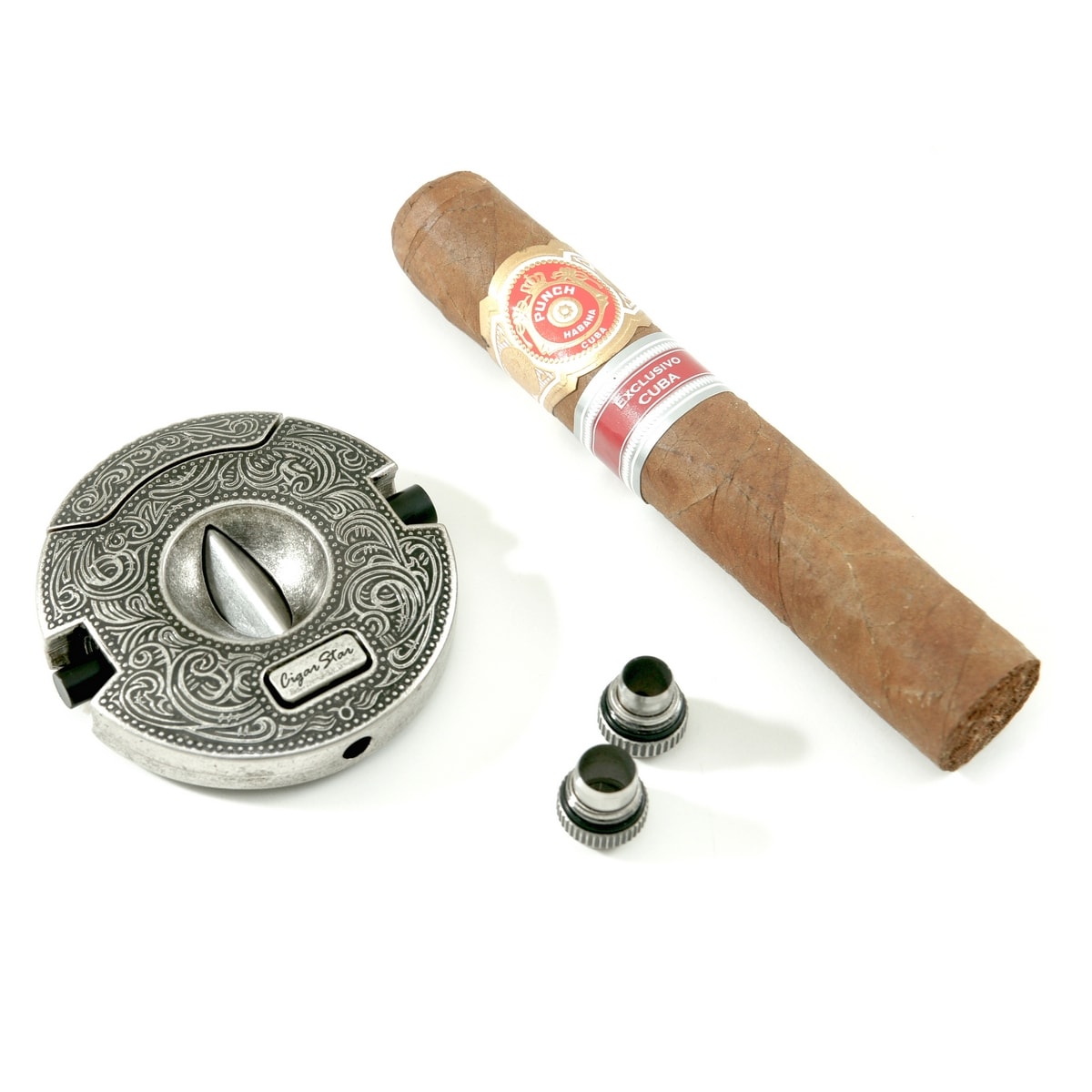 Revo Spring Loaded V Cigar Cutter with dual built in cigar punches