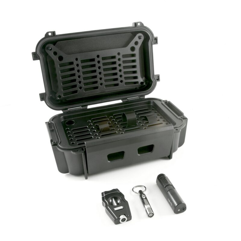 20-Cigar Humidor Bundle with Lighter, Cutter, and Punch