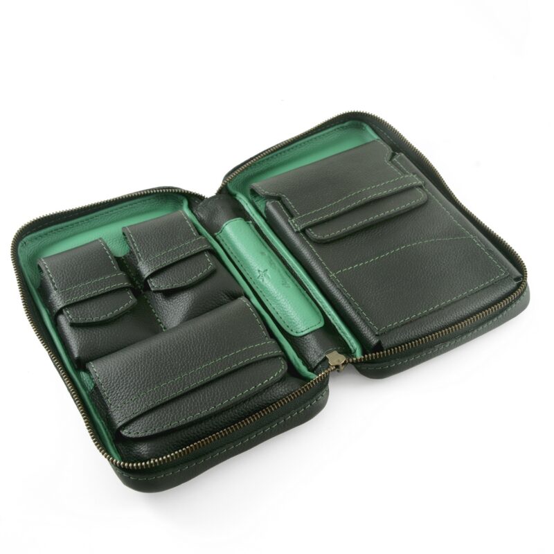 Emerald Green cigar case for 5 cigars.
