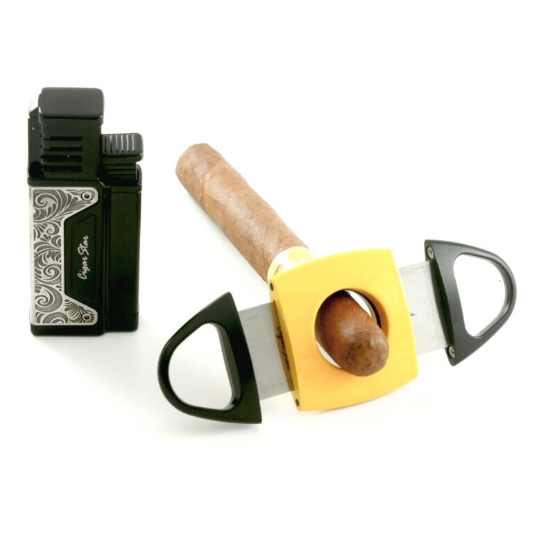 2. Close-up of a stylish cigar cutter and punch gift set from Cigar Star, ideal for gifting cigar lovers.
