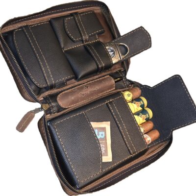 Cigar Star espresso aficionado leather cigar case interior layout