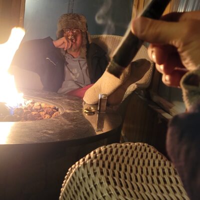smoking cigars in winter